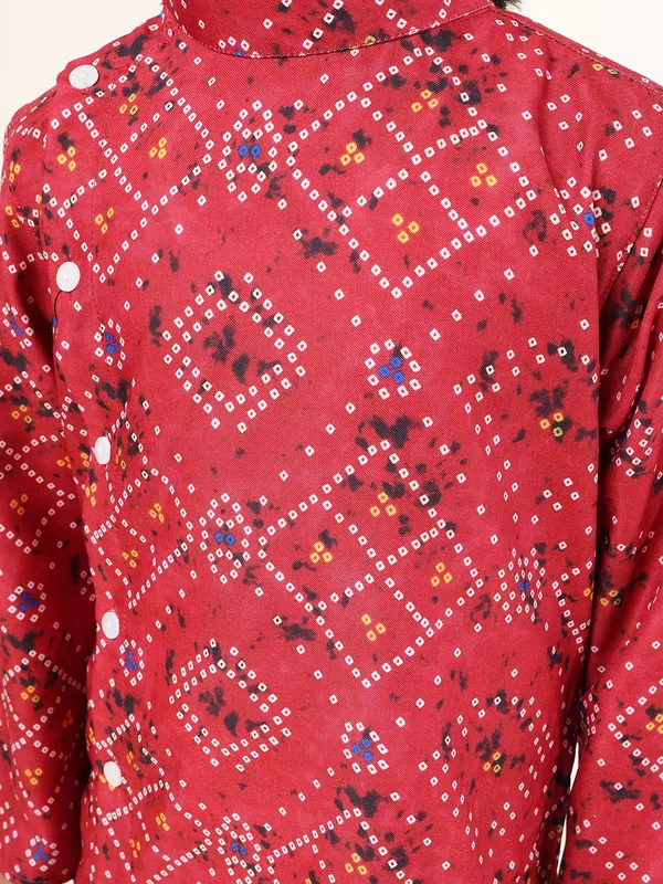 Tabard_Boys_Printed_Straight_Kurta_(Red)