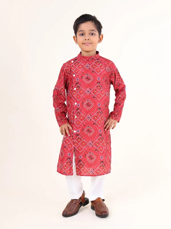 Tabard_Boys_Printed_Straight_Kurta_(Red)