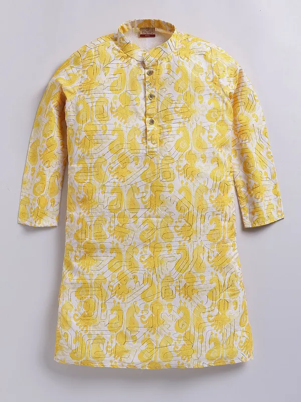 Tabard_Boys_Printed,_Embroidered_Straight_Kurta_(Yellow,_Beige)