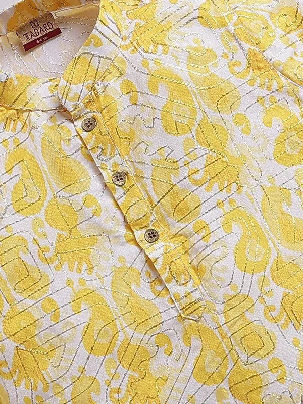 Tabard_Boys_Printed,_Embroidered_Straight_Kurta_(Yellow,_Beige)