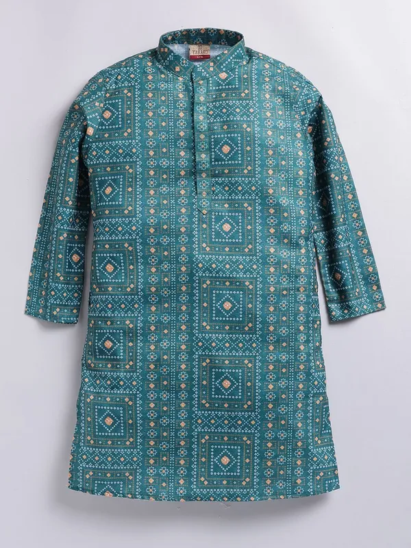 Tabard_Boys_Printed_Straight_Kurta_(Green)