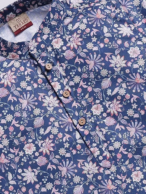 Tabard_Boys_Floral_Print_Straight_Kurta_(Blue)