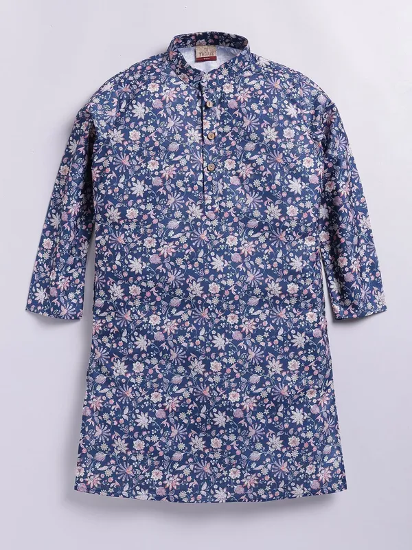 Tabard_Boys_Floral_Print_Straight_Kurta_(Blue)