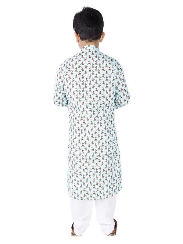 Green_Cotton_Full_Sleeve_Regular_Fit_Printed_Kurta_For_Kids