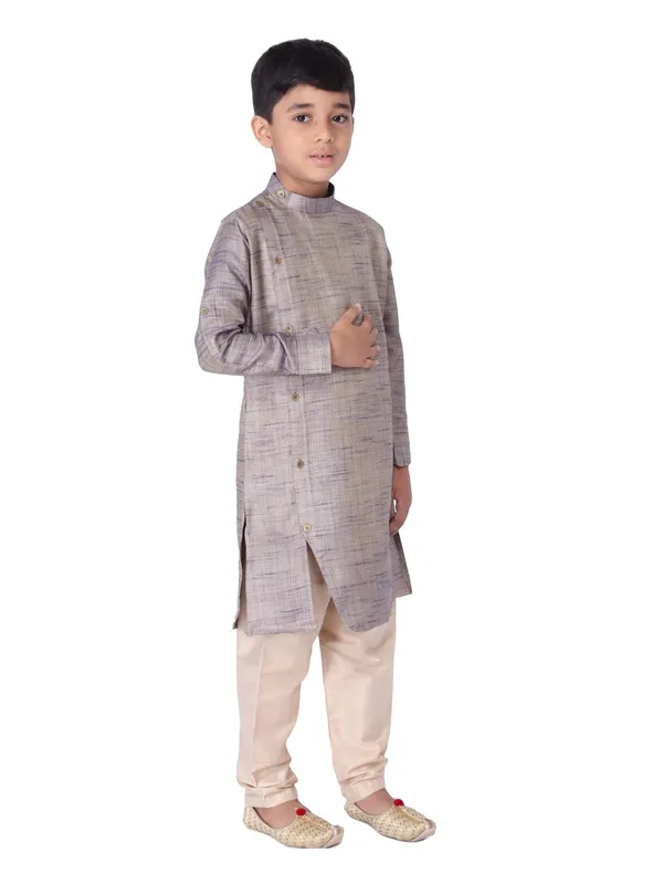 Blue_Silk_Blend_Full_Sleeve_Regular_Fit_Plain_Kurta_Churidar_For_Kids