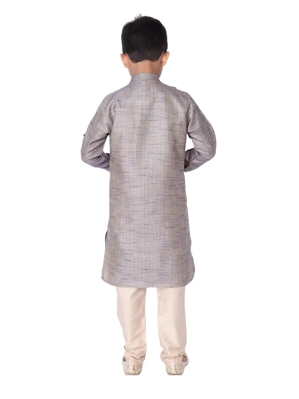 Blue_Silk_Blend_Full_Sleeve_Regular_Fit_Plain_Kurta_Churidar_For_Kids