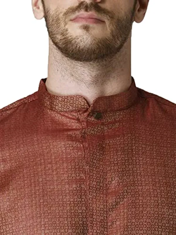 Yellow_Jacquard_Full_Sleeve_Regular_Printed_Kurta_For_Men
