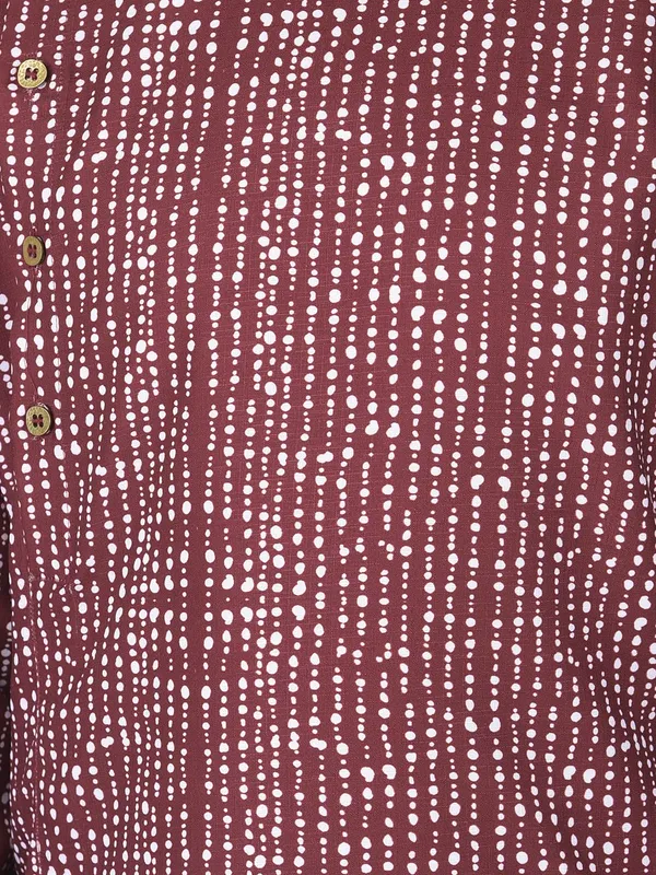 Maroon_Cotton_Full_Sleeve_Regular_Fit_Printed_Kurta_Churidar_For_Kids