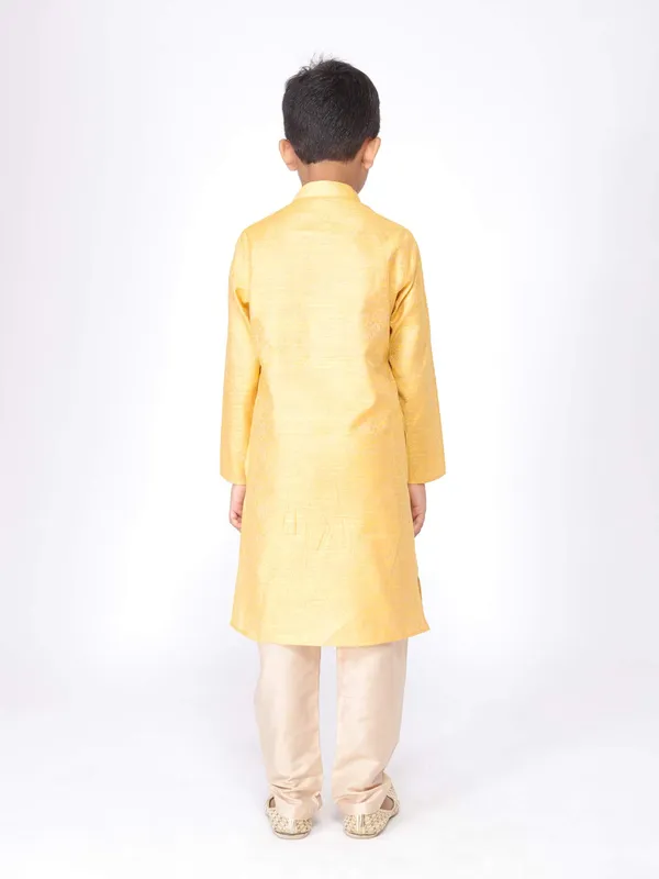 Yellow_Jacquard_Full_Sleeve_Regular_Printed_Kurta_For_Kids