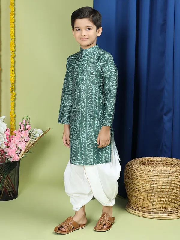 Green_Cotton_Green_Kurta_Full_Sleeve_Regular_Fit_Printed_Kurta_|_Comfortable_&_Stylish_Casual_&_Festive_Occasions_For_Boy