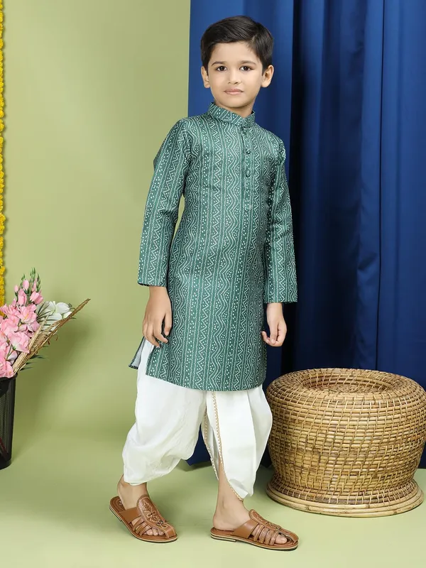 Green_Cotton_Green_Kurta_Full_Sleeve_Regular_Fit_Printed_Kurta_|_Comfortable_&_Stylish_Casual_&_Festive_Occasions_For_Boy