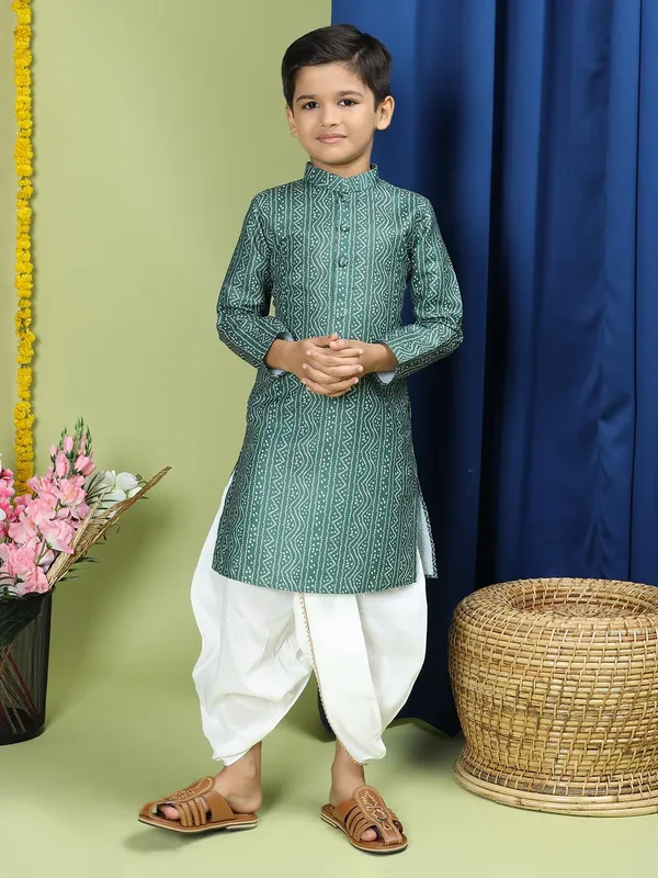 Green_Cotton_Green_Kurta_Full_Sleeve_Regular_Fit_Printed_Kurta_|_Comfortable_&_Stylish_Casual_&_Festive_Occasions_For_Boy