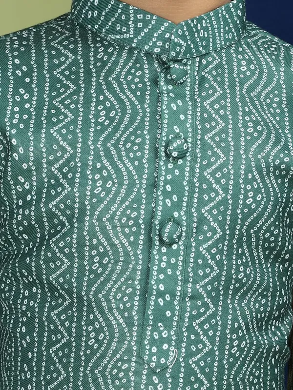 Green_Cotton_Green_Kurta_Full_Sleeve_Regular_Fit_Printed_Kurta_|_Comfortable_&_Stylish_Casual_&_Festive_Occasions_For_Boy