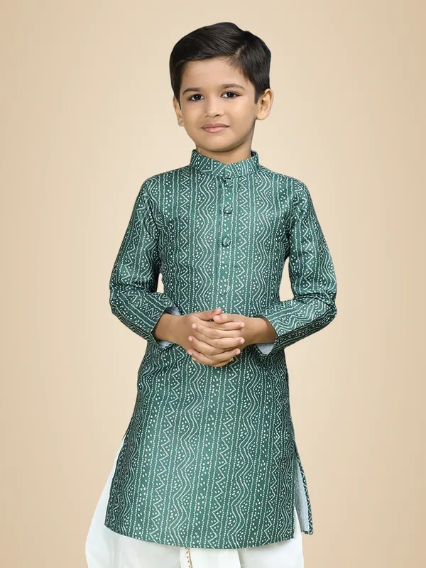 Green_Cotton_Green_Kurta_Full_Sleeve_Regular_Fit_Printed_Kurta_|_Comfortable_&_Stylish_Casual_&_Festive_Occasions_For_Boy