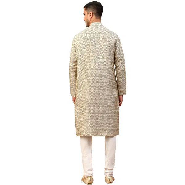 Grey_Jacquard_Full_Sleeve_Regular_Fit_Printed_Kurta_Set_For_Men