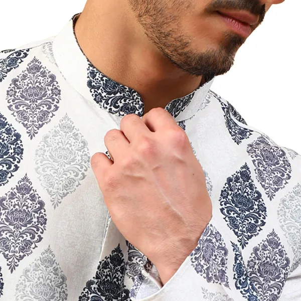 White_Cream_Cotton_Full_Sleeve_Regular_Kurta_Set_For_Men
