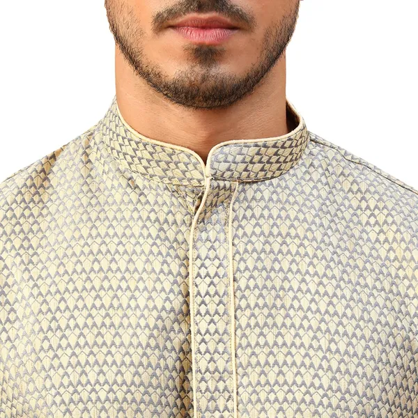 Grey_Jacquard_Full_Sleeve_Regular_Fit_Printed_Kurta_For_Men