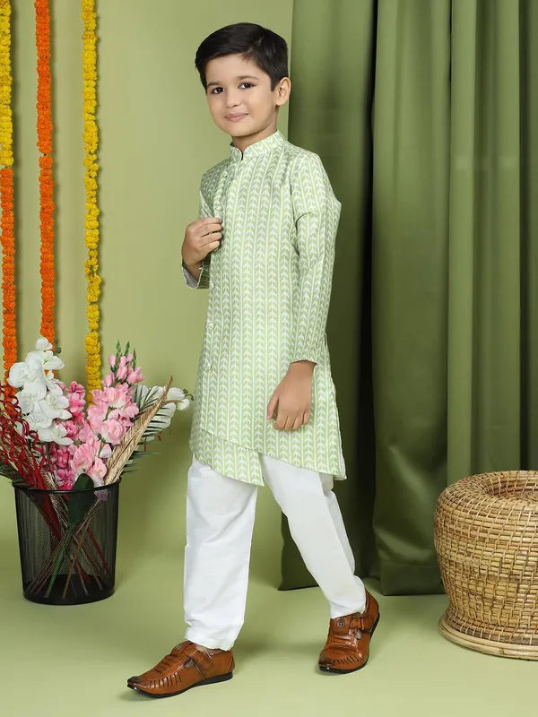 Green_Cotton_Full_Sleeve_Regular_Fit_Printed_Green_Kurta_Ͽ�_Comfortable_&_Stylish_For_Boy