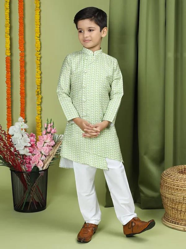 Green_Cotton_Full_Sleeve_Regular_Fit_Printed_Green_Kurta_Ͽ�_Comfortable_&_Stylish_For_Boy