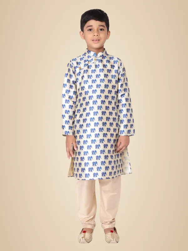 Silver_Cotton_Full_Sleeve_Regular_Fit_Printed_Kurta_Churidar_For_Kids