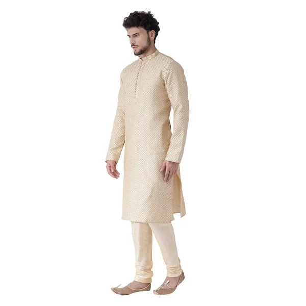 White_Jacquard_White_Full_Sleeve_Regular_Fit_Printed_Kurta_For_Men