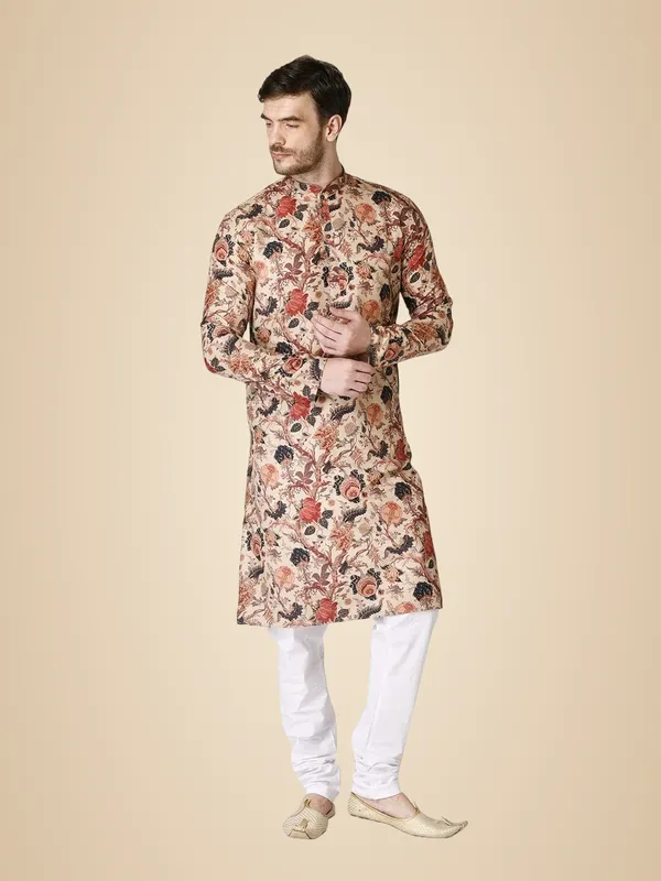 Beige_Regular_Fit_Cotton_Kurta_Ͽ�_Beige_Colour_Full_Sleeves_For_Men