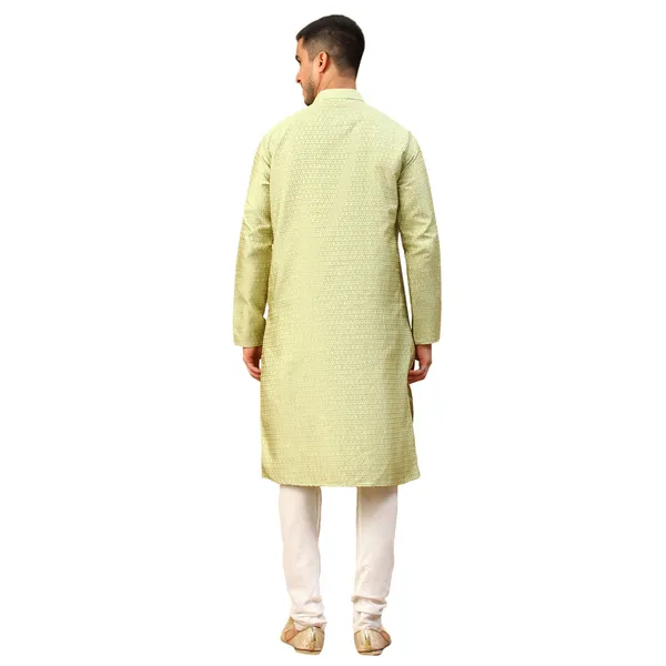 Green_Jacquard_Full_Sleeve_Regular_Fit_Printed_Kurta_For_Men