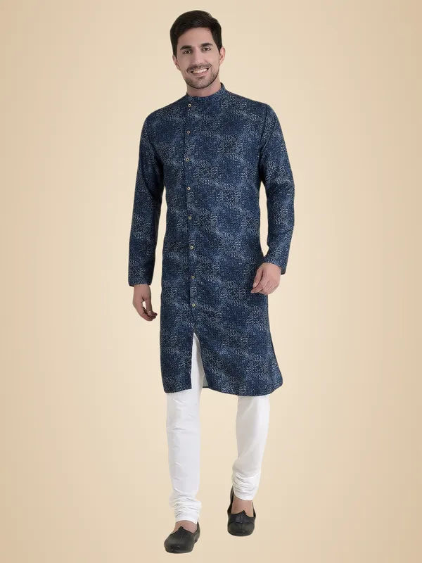 Blue_Sky_Cotton_Green_Full_Sleeve_Regular_Fit_Printed_Kurta_For_Men