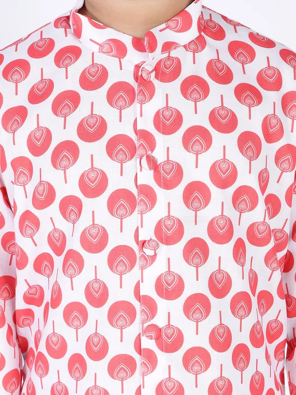 Red_Cotton_Full_Sleeve_Regular_Fit_Printed_Kurta_Churidar_For_Kids