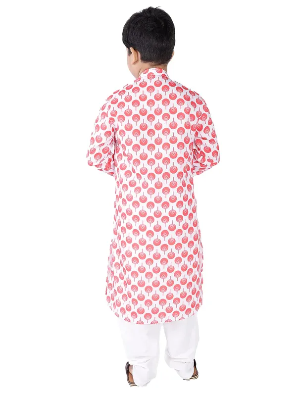 Red_Cotton_Full_Sleeve_Regular_Fit_Printed_Kurta_Churidar_For_Kids