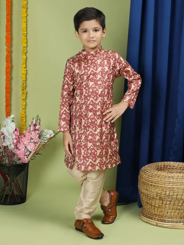 Red_Cotton_Full_Sleeve_Regular_Fit_Printed_Red_Kurta_For_Boy