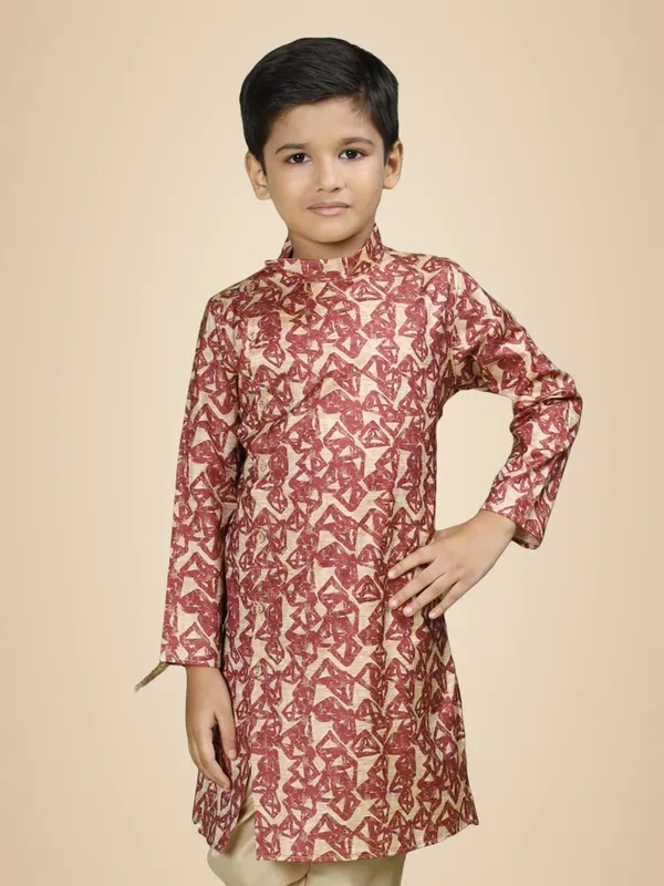 Red_Cotton_Full_Sleeve_Regular_Fit_Printed_Red_Kurta_For_Boy