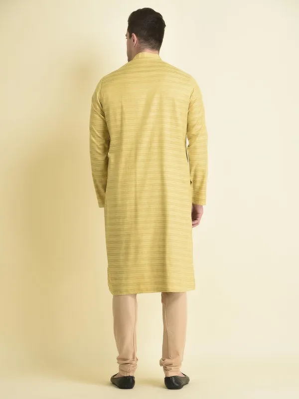 Yellow_Cotton_Yellow_Full_Sleeve_Regular_Fit_Printed_Kurta_Set_For_Men