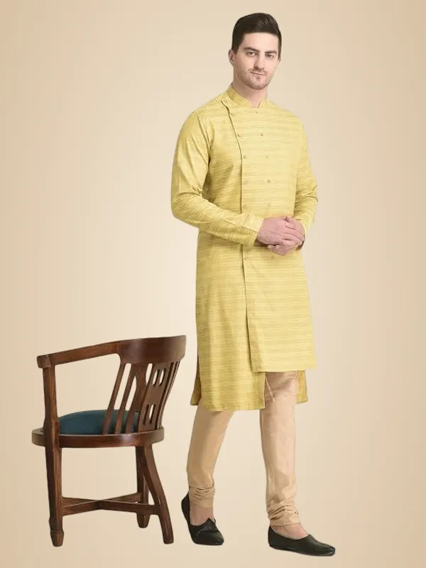 Yellow_Cotton_Yellow_Full_Sleeve_Regular_Fit_Printed_Kurta_Set_For_Men