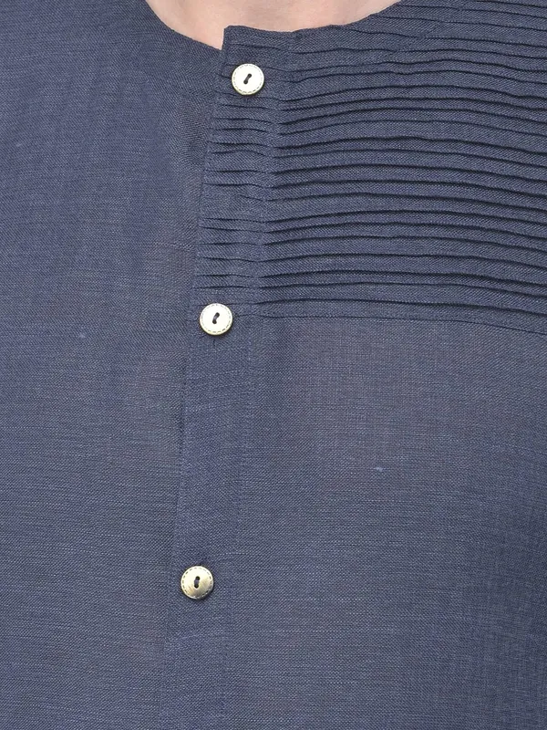 Blue_Cotton_Full_Sleeve_Regular_Plain_Kurta_For_Men