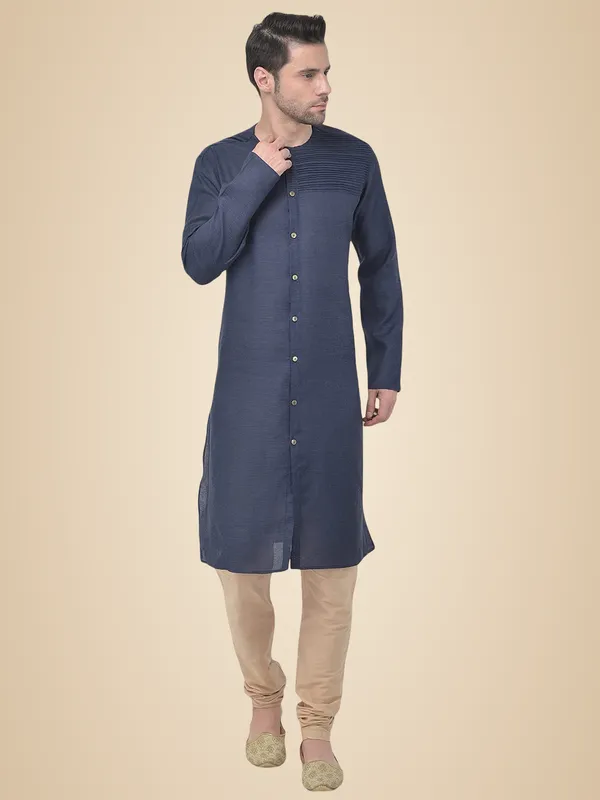 Blue_Cotton_Full_Sleeve_Regular_Plain_Kurta_For_Men