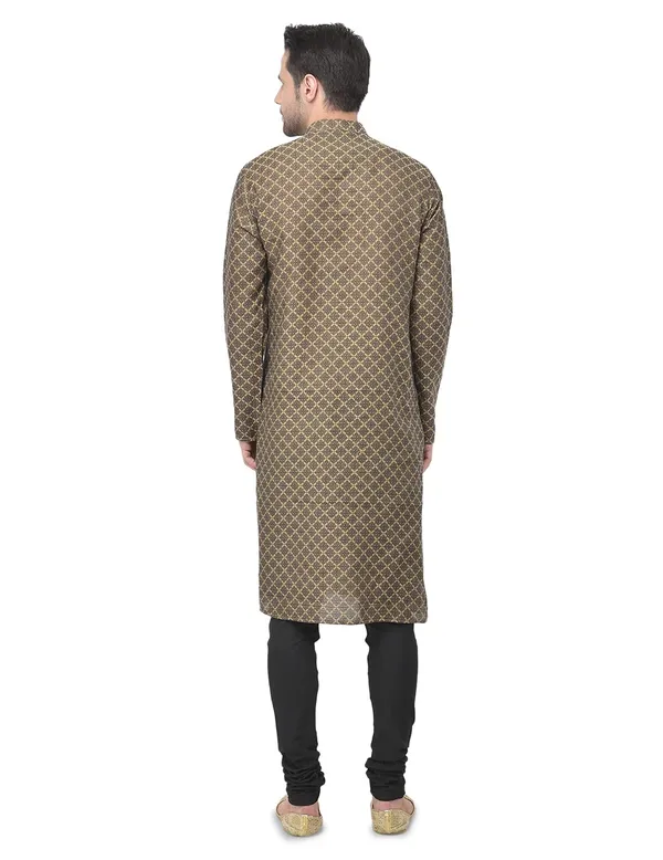 Black_Cotton_Full_Sleeve_Regular_Jacquard_Kurta_For_Men
