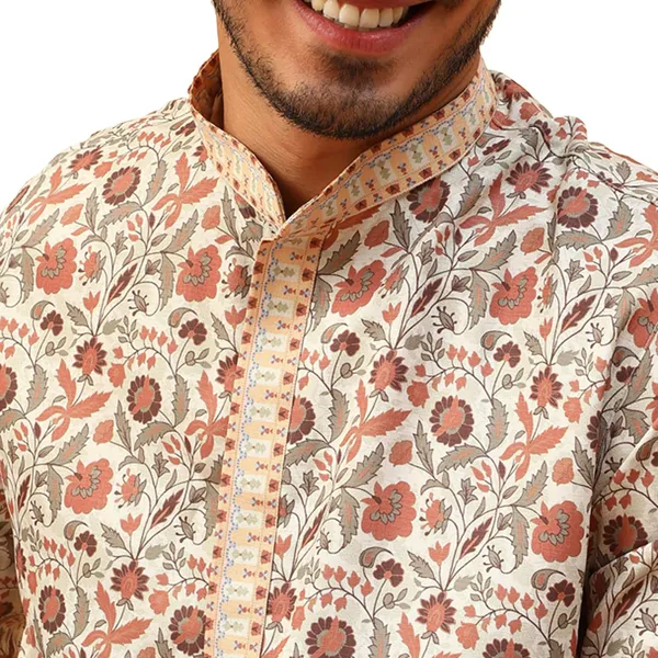 Beige_Cotton_Full_Sleeves_Regular_Kurta_Set_For_Men