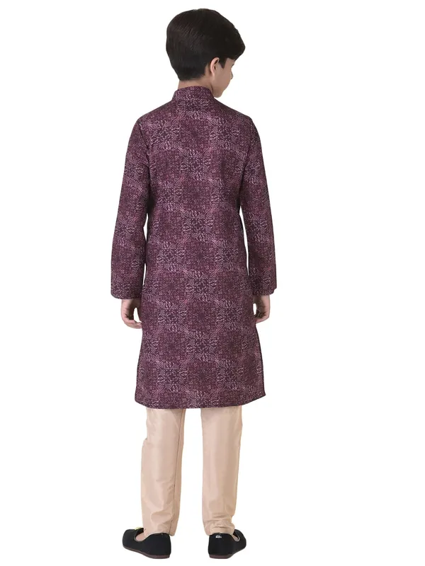 Brown_Cotton_Full_Sleeve_Regular_Printed_Kurta_For_Kids