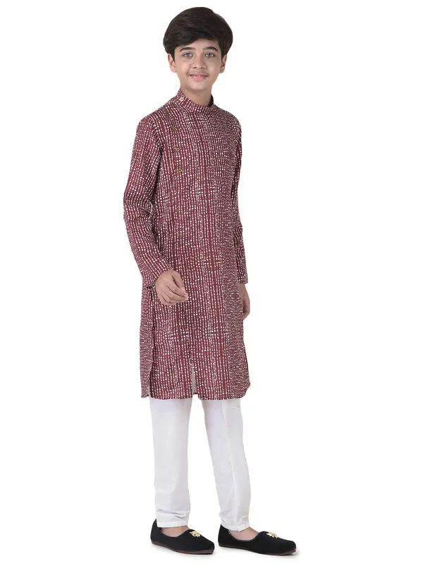 Maroon_Cotton_Full_Sleeve_Regular_Printed_Kurta_For_Kids
