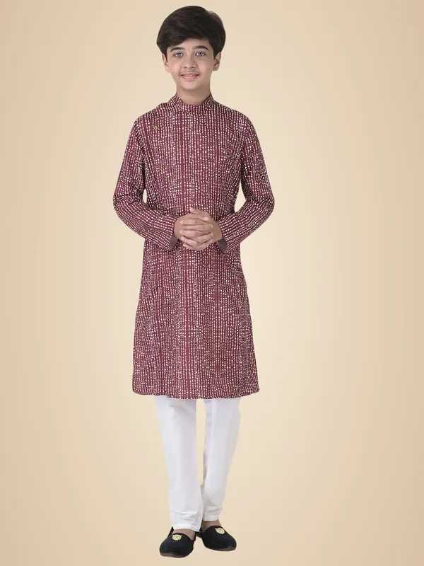 Maroon_Cotton_Full_Sleeve_Regular_Printed_Kurta_For_Kids