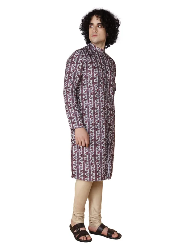 Maroon_Cotton_Full_Sleeve_Regular_Fit_Printed_Kurta_For_Men