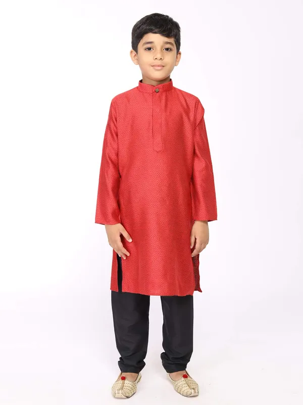 Red_Cotton_Full_Sleeve_Regular_Printed_Kurta_For_Kids