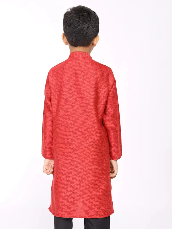 Red_Cotton_Full_Sleeve_Regular_Printed_Kurta_For_Kids