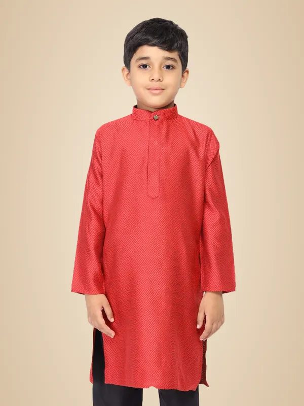 Red_Cotton_Full_Sleeve_Regular_Printed_Kurta_For_Kids
