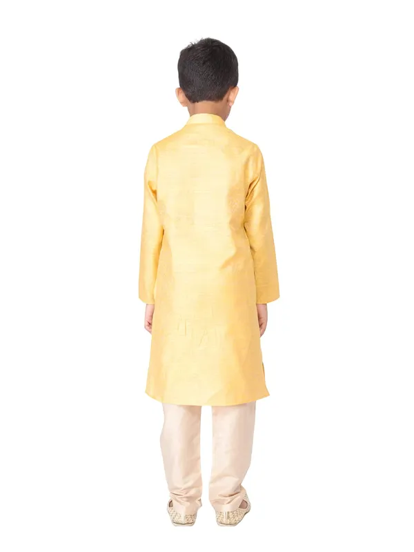 Yellow_Jacquard_Full_Sleeve_Regular_Fit_Printed_Kurta_Churidar_For_Kids