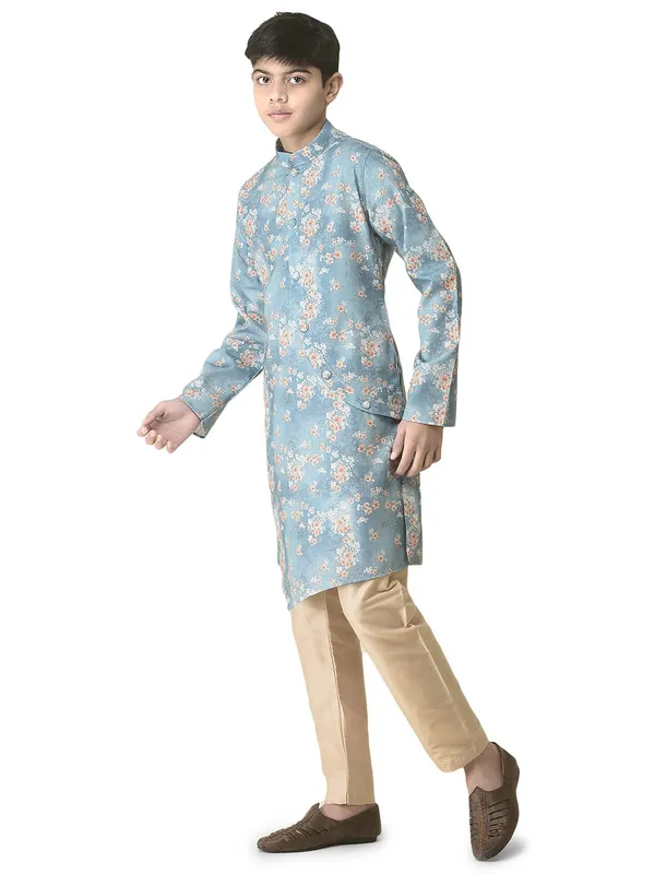 Blue_Cotton_Full_Sleeve_Regular_Printed_Kurta_For_Kids