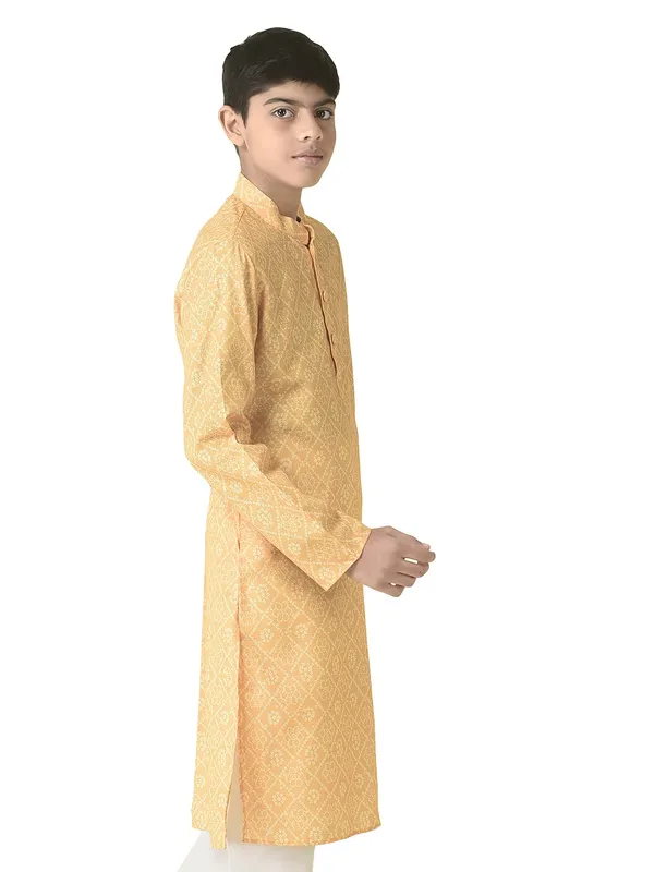 Yellow_Cotton_Full_Sleeve_Regular_Printed_Kurta_For_Kids