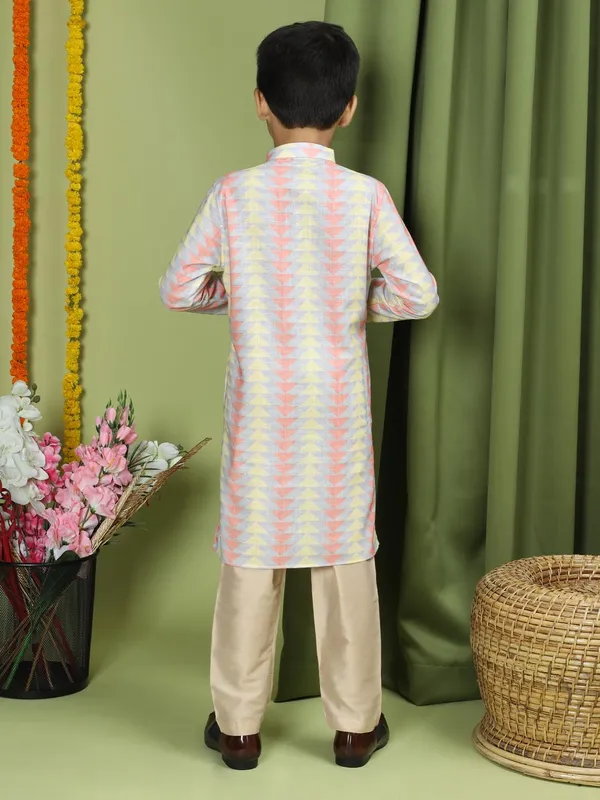 Grey_Cotton_Full_Sleeve_Regular_Fit_Printed_Grey_Kurta_Churidar_Set_For_Boy