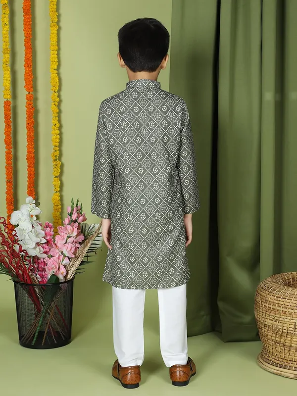 Green_Cotton_Full_Sleeve_Regular_Fit_Printed_Green_Kurta_For_Boy